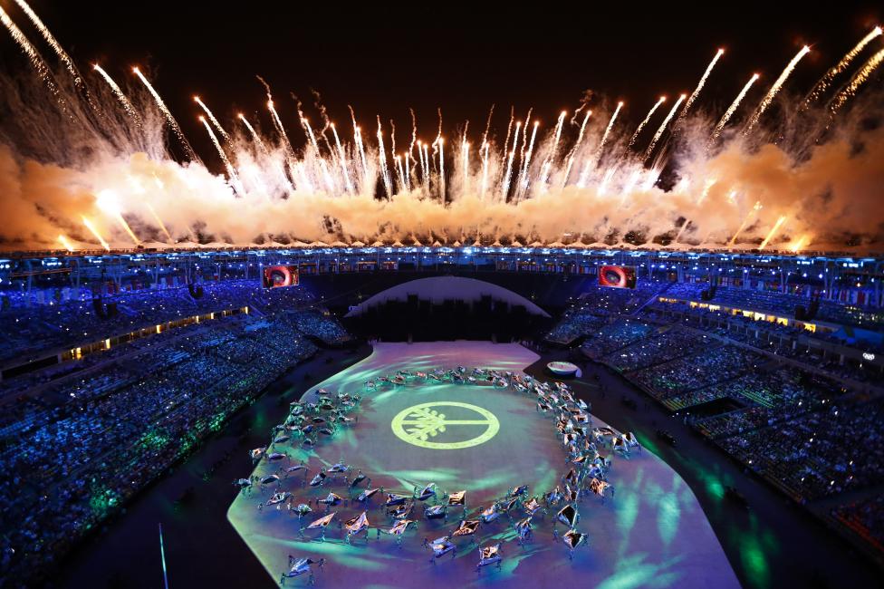 Fireworks explode during the opening ceremony. REUTERS/Pawel Kopczynski