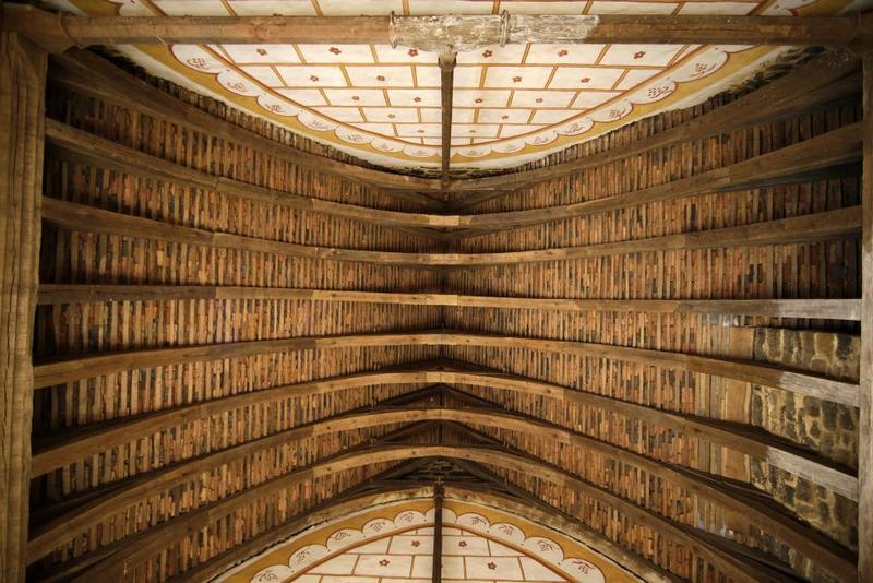 View of the timber work in castle bedroom at the construction site of the Chateau de Guedelon. REUTERS/Jacky Naegelen