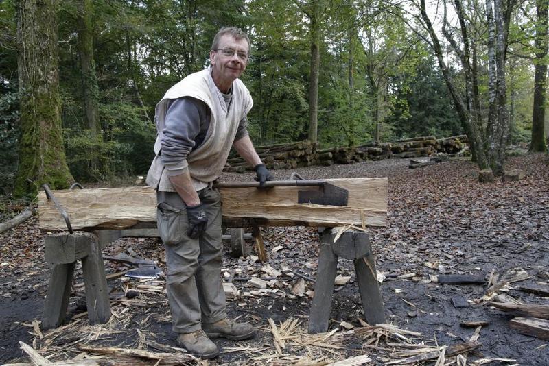 Thierry Baupain poses in his workshop at the construction site of the Chateau de Guedelon. REUTERS/Jacky Naegelen