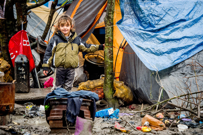 Migrants camp in Grande-Synthe