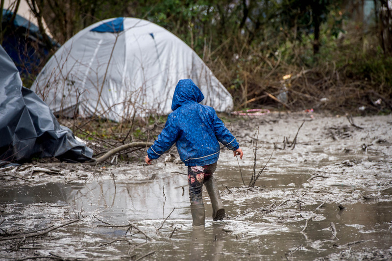 Migrants camp in Grande-Synthe