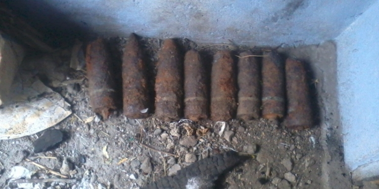 Искал другое, а нашел это: во дворе заброшенного дома с.Пятихатки мужчина обнаружил 8 артснарядов