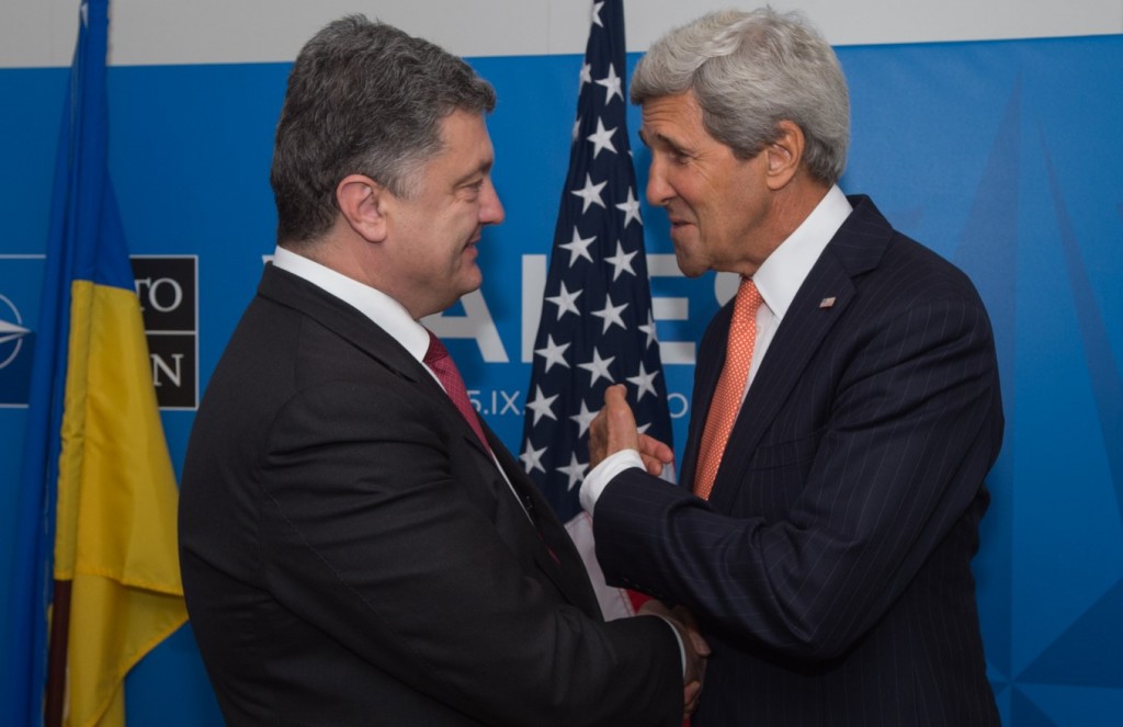 Заявление Президента Украины Петра Порошенко и госсекретаря США Джона Керри по итогам переговоров. Трансляция 1