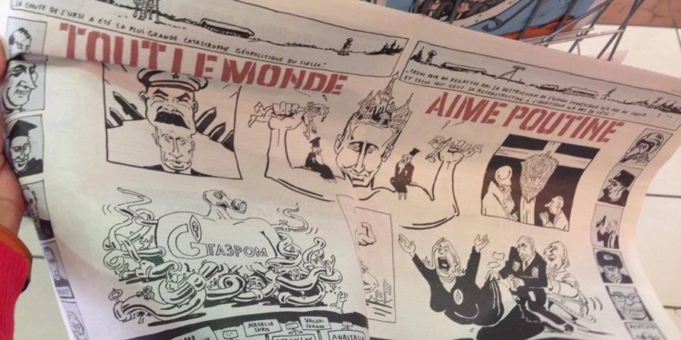 Charlie Hebdo переключился на Путина, высмеяв его политику на целом развороте