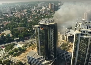 Пожар в Одессе – видео с высоты птичьего полета