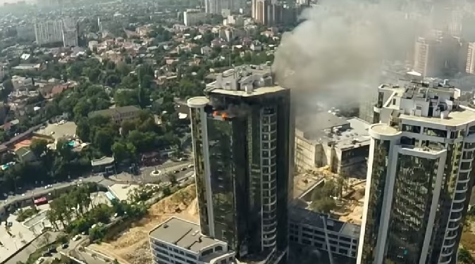 Пожар в Одессе – видео с высоты птичьего полета