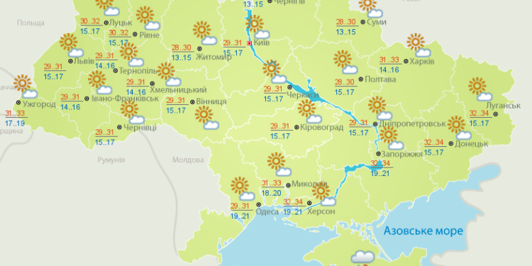 Погода на завтра: в Украине без осадков, температура на юге до +34
