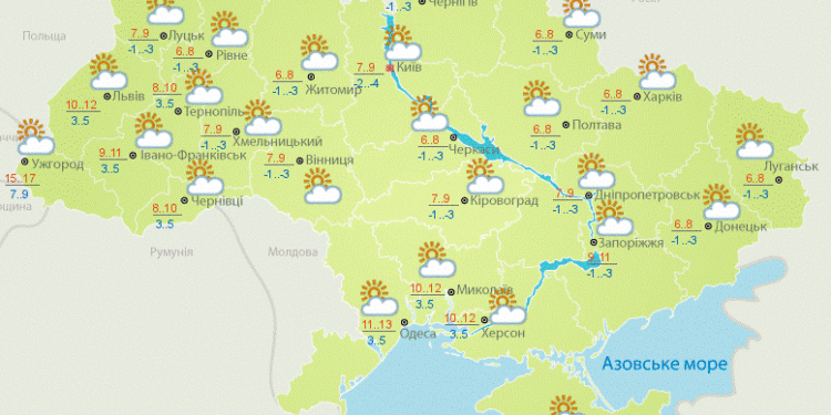 Погода на завтра: в Украине без осадков, температура на юге до +13