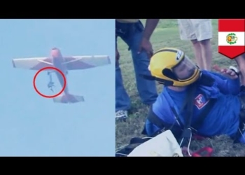 В Перу прыжок с парашютом чуть не закончился трагедией – спортсмен зацепился за колесо самолета