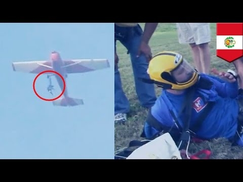 В Перу прыжок с парашютом чуть не закончился трагедией – спортсмен зацепился за колесо самолета