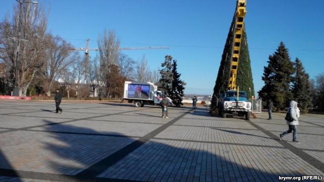В Керчи проигнорировали уличную трансляцию пресс-конференции Путина