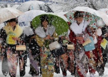 Впервые за 115 лет: на юге Японии выпал снег