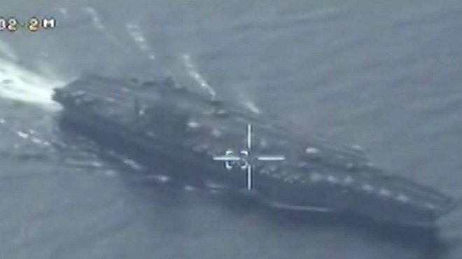Иранский беспилотник на учениях снял американский авианосец 1