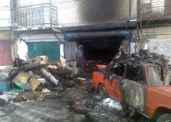 В автогаражном кооперативе Южноукраинска сгорела «копейка»