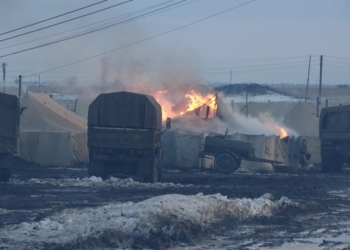 На полигоне «Широкий Лан» горел палаточный городок 128-й бригады