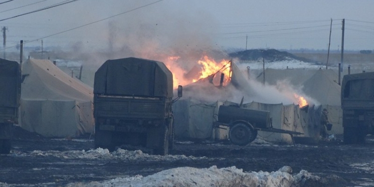На полигоне «Широкий Лан» горел палаточный городок 128-й бригады