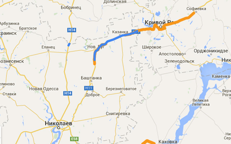Мининфраструктуры разработала интерактивную карту ремонта дорог. В Николаевской области там отмечено только 10 км Н-11 1
