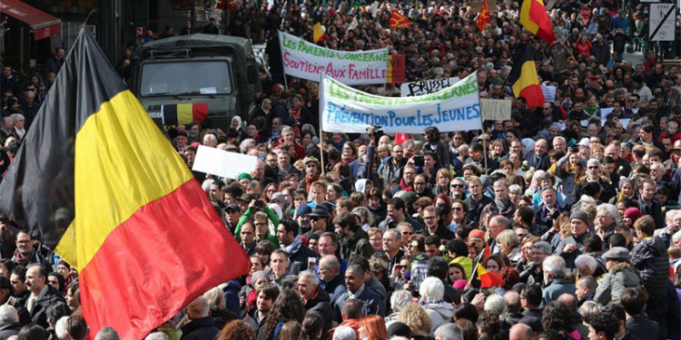 В Брюсселе прошел марш против террора и ненависти