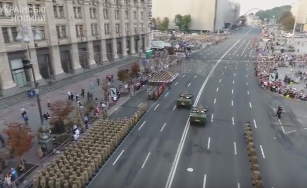 Репетицию парада в Киеве сняли с высоты птичьего полета