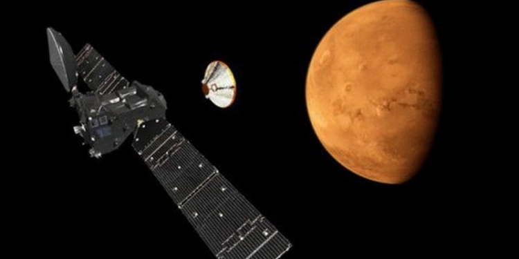 Посадочный модуль миссии ExoMars начал снижение к Марсу