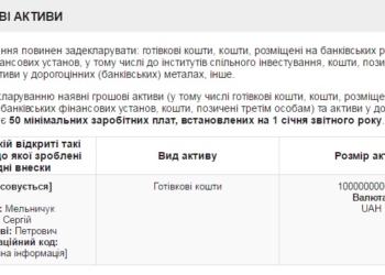 Экс-комбат “Айдара” Мельничук задекларировал триллион гривен наличкой