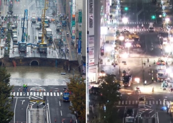 Николаевским дорожникам на заметку: в Японии огромный провал дороги в центре города отремонтировали за двое суток