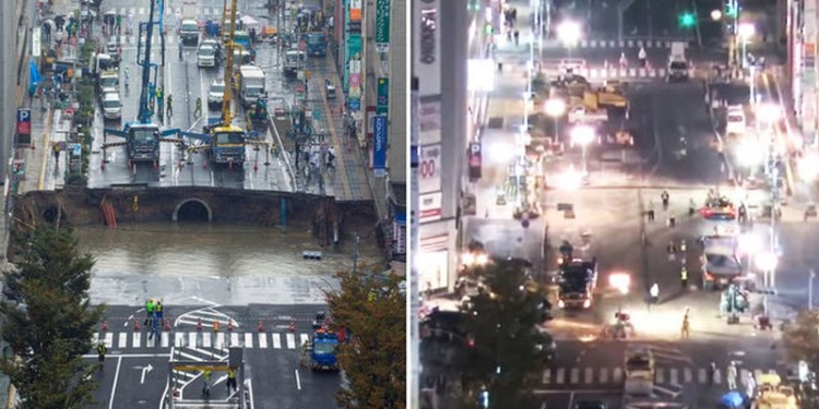 Николаевским дорожникам на заметку: в Японии огромный провал дороги в центре города отремонтировали за двое суток