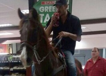 «Лошадью ходи!»: в Южной Африке клиент въехал в супермаркет верхом