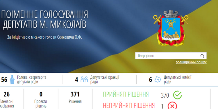 Как и обещал. Сенкевич объявил о запуске сайта, посвященного работе депутатов Николаевского горсовета