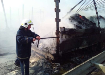 Под Николаевом на трассе столкнулись и вспыхнули два DAF с полуприцепами