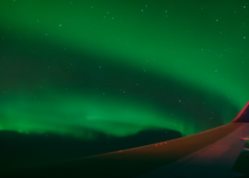 Как выглядит полярное сияние изнутри? Пассажиры самолета поделились видео