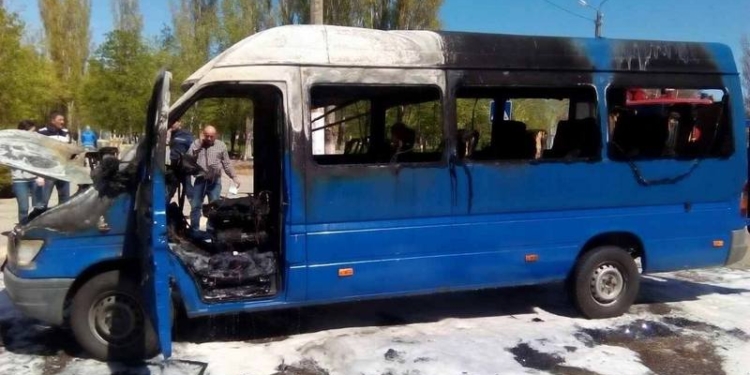 В Николаеве сгорела маршрутка