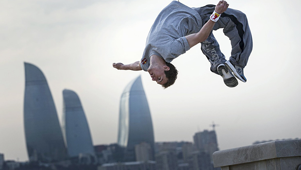 В Китае установили 300-метровую трассу для паркура