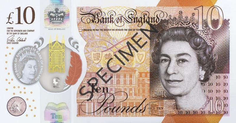 В Великобритании внедряют пластиковые банкноты номиналом в 10 фунтов 1
