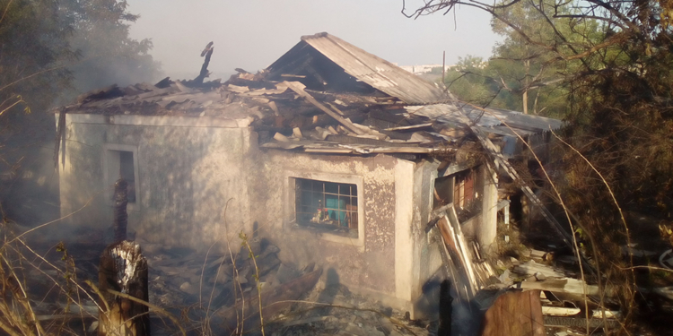 И снова горящая сухая трава: в Доманевском районе огонь перекинулся на крышу жилого дома