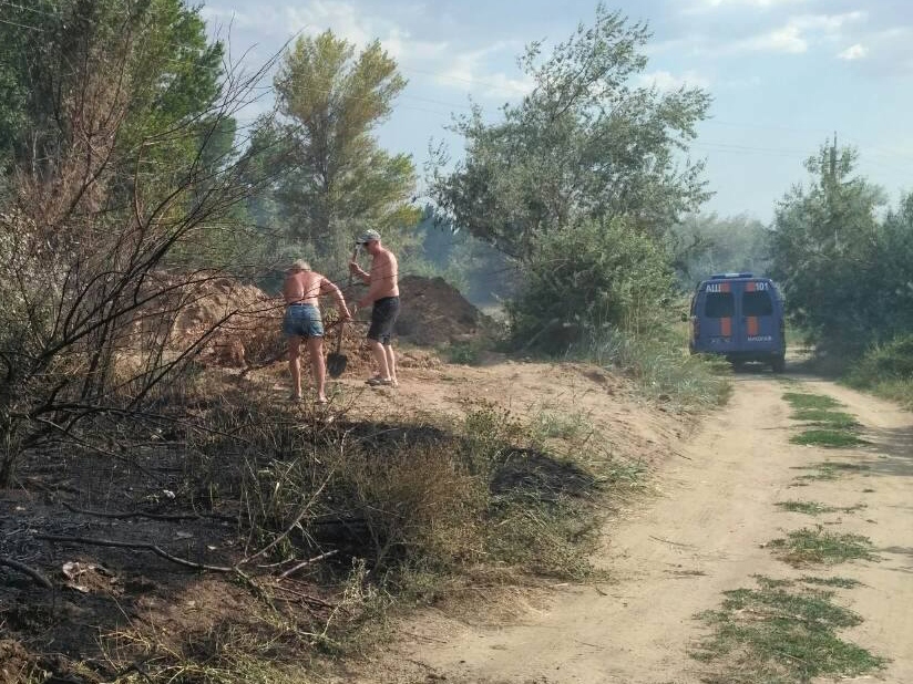 Снова горим! В Витовской районе Николаевщины спасатели тушат сухую траву на значительной площади. Жилые дома «отбить» удалось 3