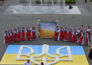 На Закарпатье в честь Дня Независимости вырастили 7-метровый тризуб из хризантем