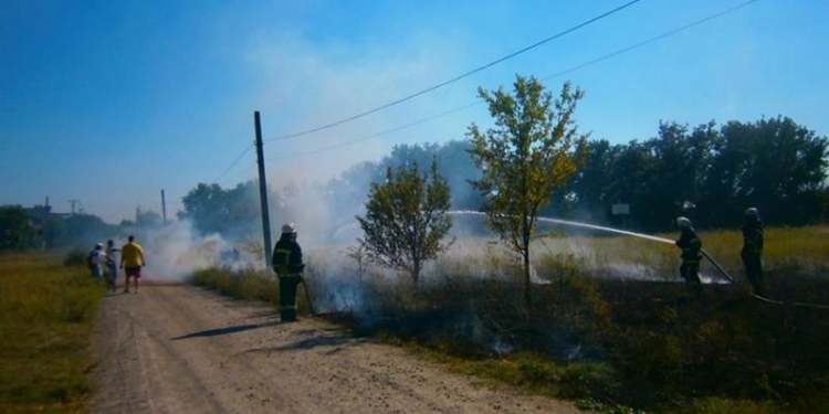 На Николаевщине от горящей сухой травы на обочине вспыхнул грузовик