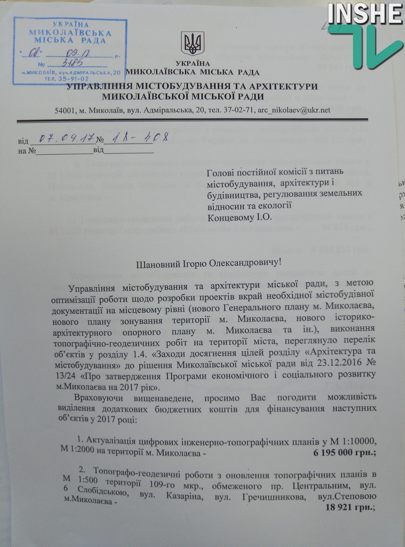 Палеха просит у депутатов Николаевского горсовета дополнительно 7 млн.грн. – на обновление топографических планов 1