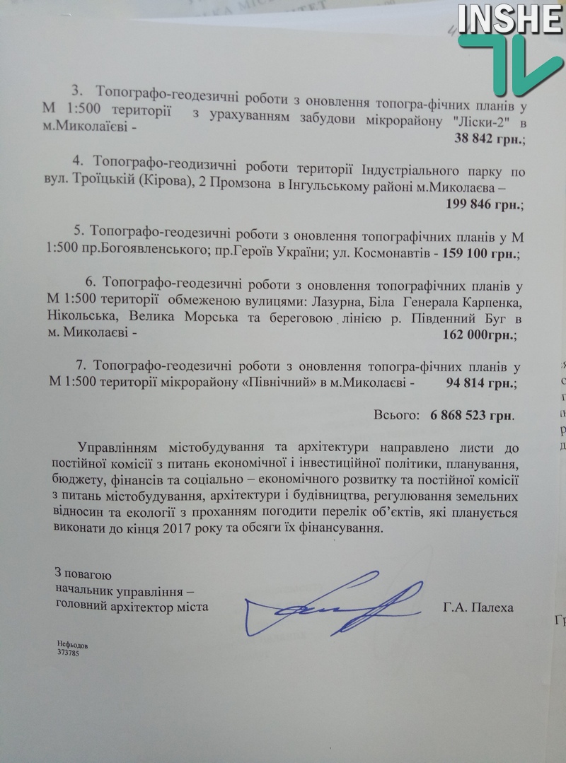 Палеха просит у депутатов Николаевского горсовета дополнительно 7 млн.грн. – на обновление топографических планов 3