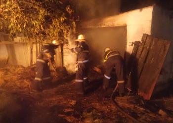 На Николаевщине хозпостройка подожгла скирду сена. Но жилой дом удалось уберечь от огня