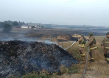 Разрушенные здания, выгоревшие поля. Последствия пожара на складах боеприпасов под Мариуполем с высоты птичьего полета