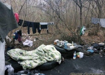 Под Харьковом в лесу обнаружили шалаш, в котором жила мать с полугодовалым ребенком