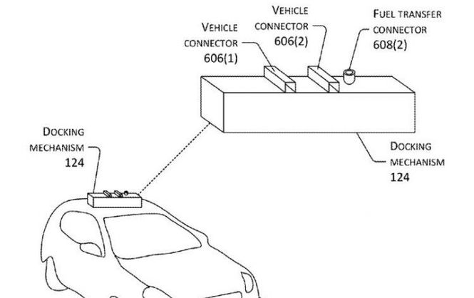 Amazon получил патент на зарядку электрокаров на ходу с помощью беспилотника 1