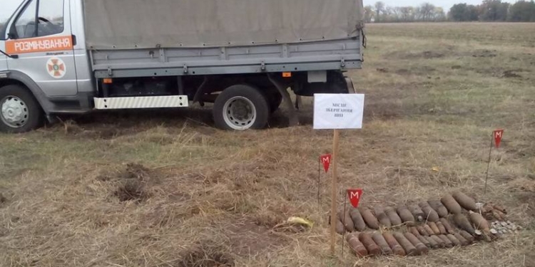 В окрестностях одного села на Николаевщине за три дня собрали 64 снаряда и мины