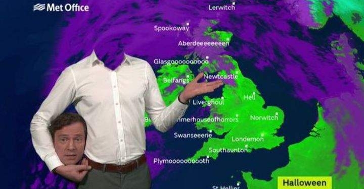 Прогноз погоды с головой под мышкой. ТВ-шутки на хэллоуин