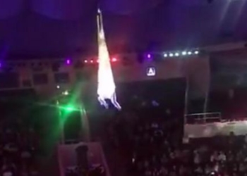 В Астане воздушная гимнастка сорвалась из-под купола цирка