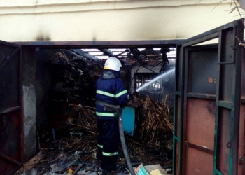 В Николаевской области спасатели ликвидировали пожар гаража, не дав огню распространиться на жилой дом
