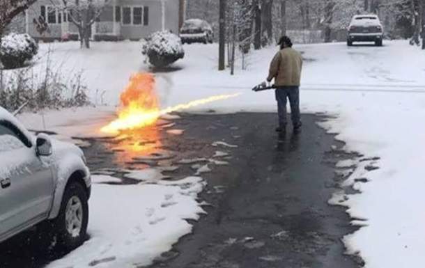 Огнемет вместо лопаты - уборка снега для ленивых 1