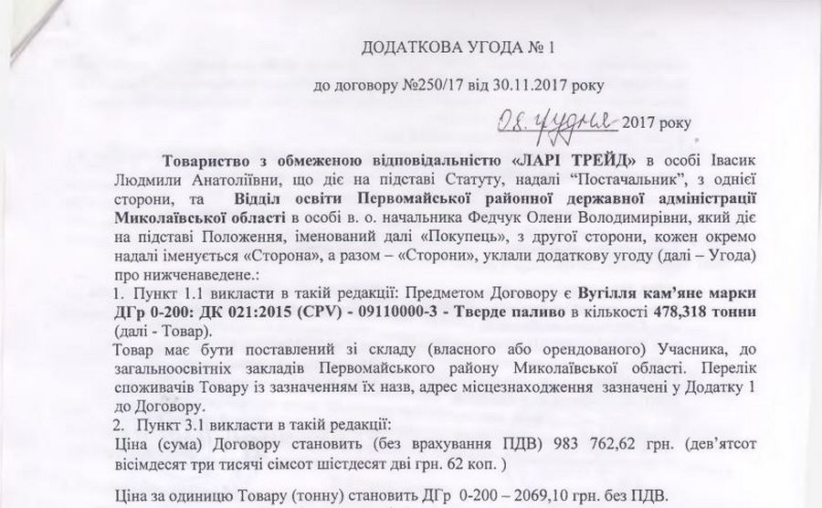 Уголь, который не греет школы и амбулатории Первомайского района, купили у фирмы "Лари Трейд" за 2069 грн. за тонну 4